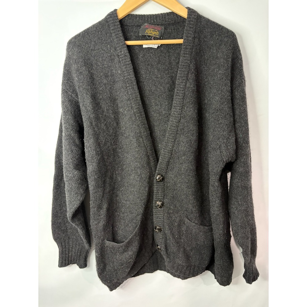 McGeorge Richards Mens Lambswool Cardigan Sweater Sz M Scotland Kurt Cobain Y2K